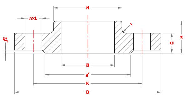 PN10带颈平焊法兰的尺寸 ~ EN1092-1