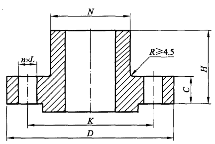 Class2500(PN420)长高颈钢制管法兰(LWN)的尺寸 - HG/T 20615-2009